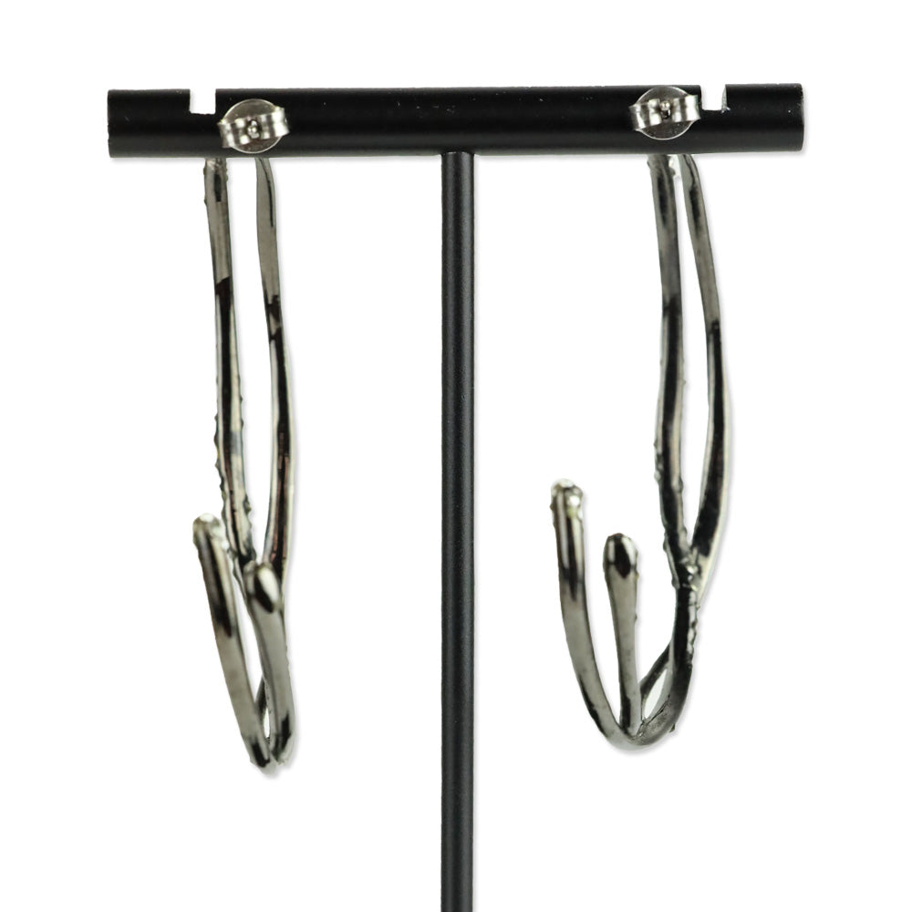 Alexis Bittar Gunmetal Crystal Encrusted Crossover Hoop Earrings