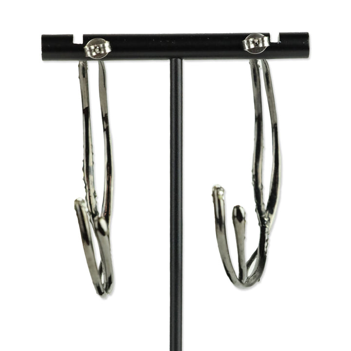 Alexis Bittar Gunmetal Crystal Encrusted Crossover Hoop Earrings