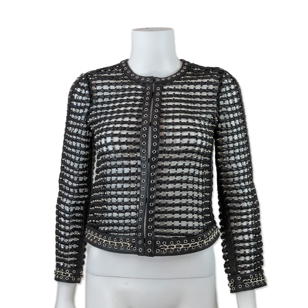 Alice and olivia studded leather jacket hotsell