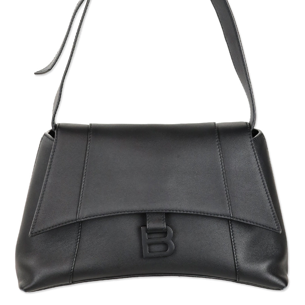 Balenciaga Black Leather Small Soft Hourglass Shoulder Bag