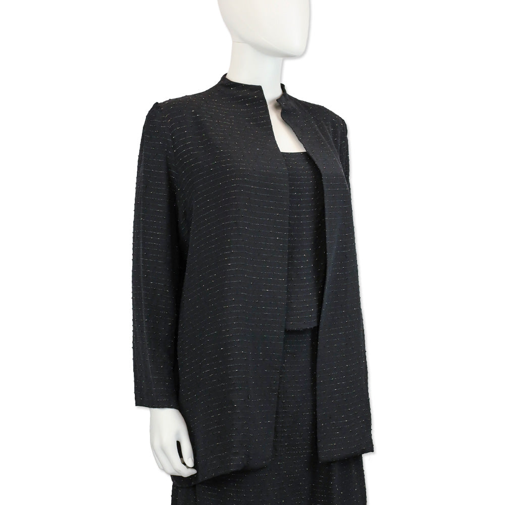 Balenciaga Black with Gold Striped Collarless Jacket