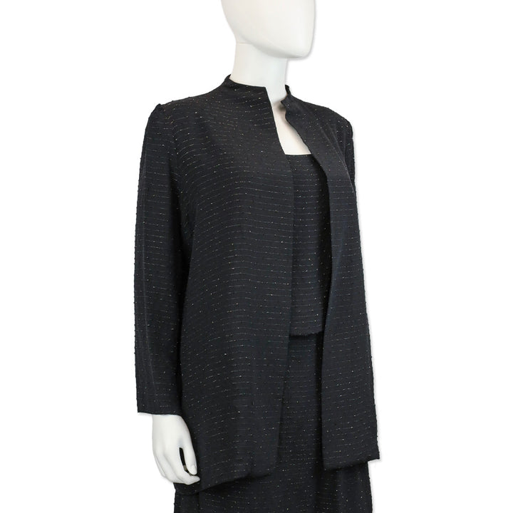 Balenciaga Black with Gold Striped Collarless Jacket