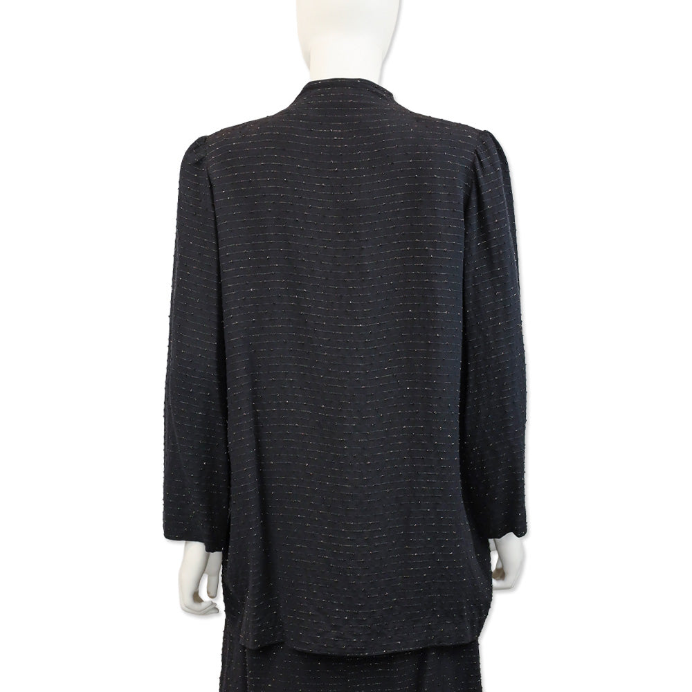 Balenciaga Black with Gold Striped Collarless Jacket