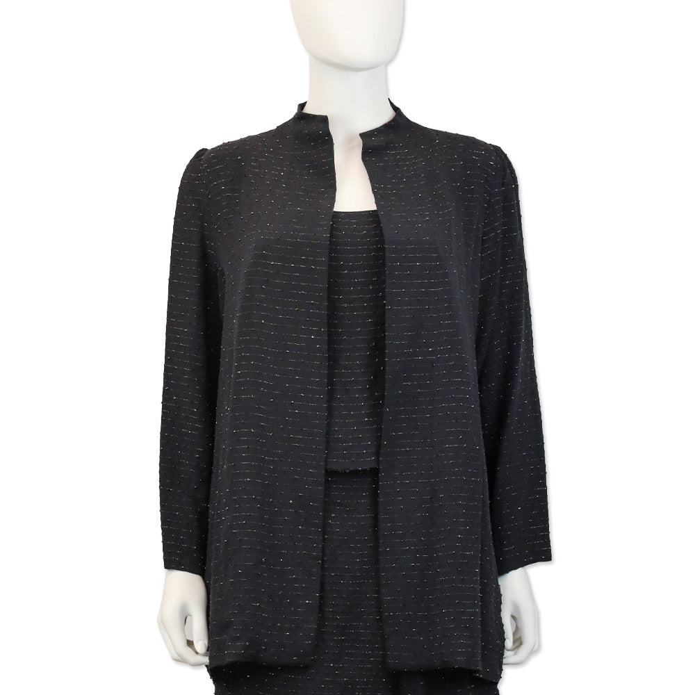 Balenciaga Black with Gold Striped Collarless Jacket