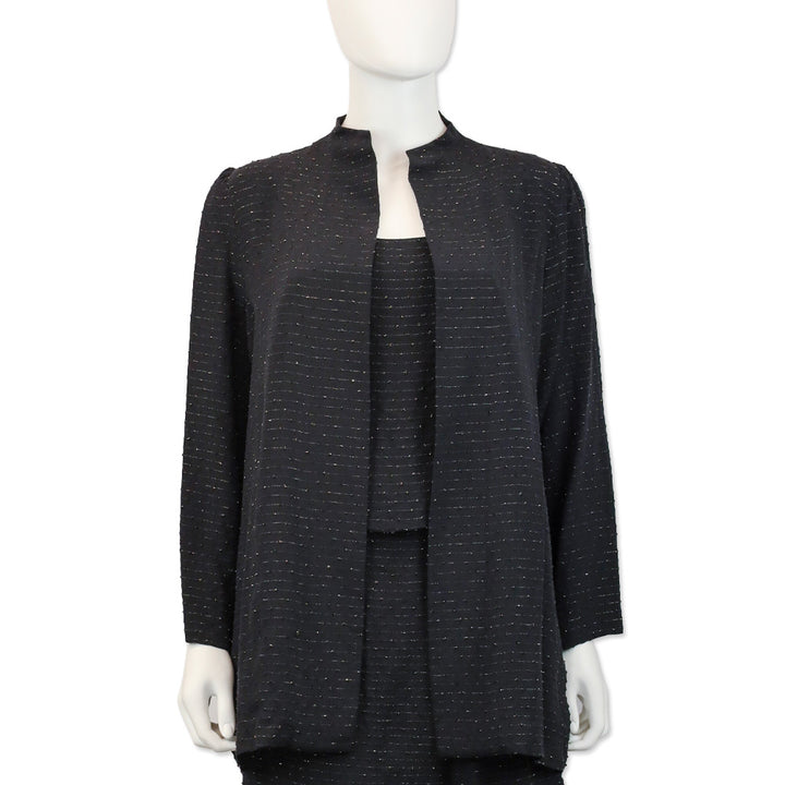 Balenciaga Black with Gold Striped Collarless Jacket