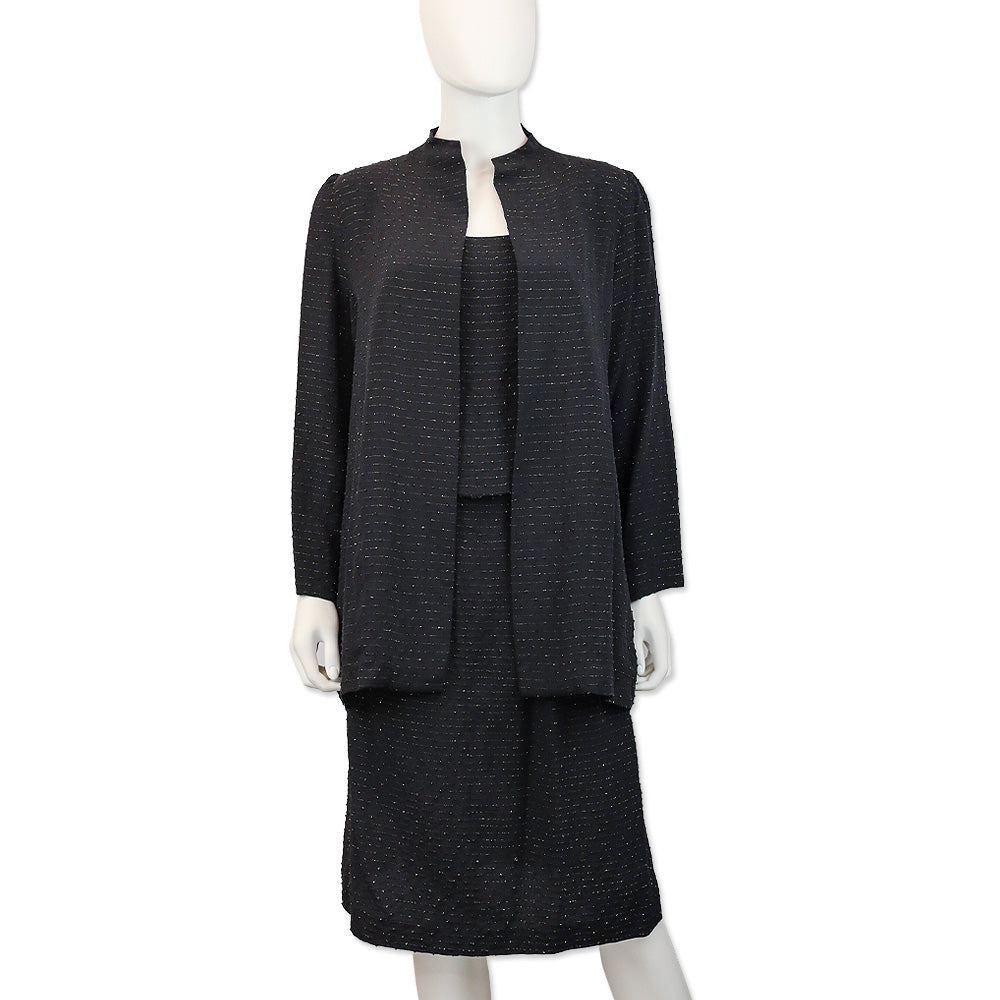 Balenciaga Black with Gold Striped Collarless Jacket