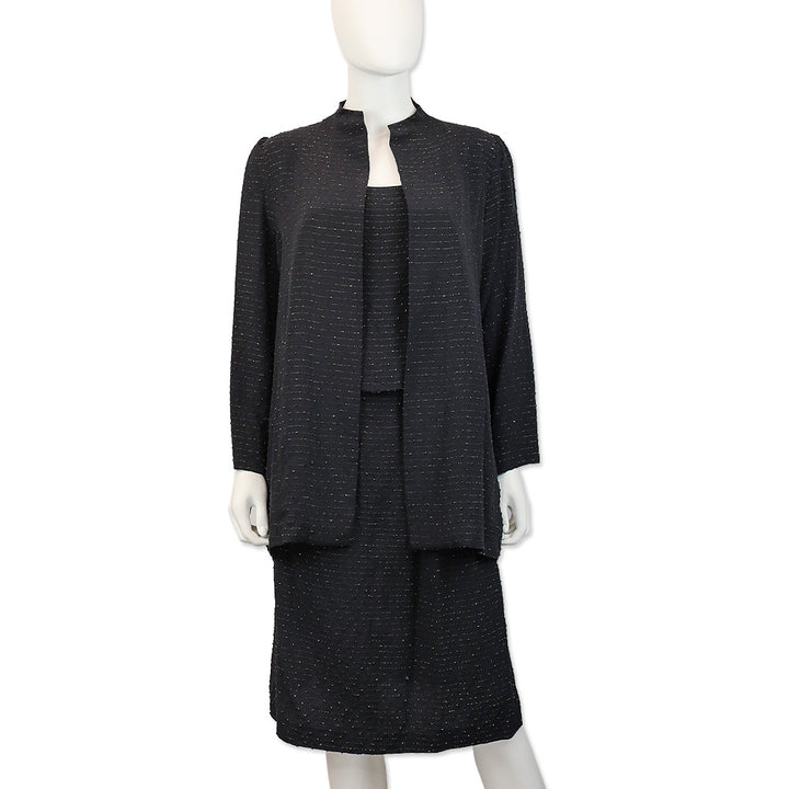 Balenciaga Black with Gold Striped Collarless Jacket