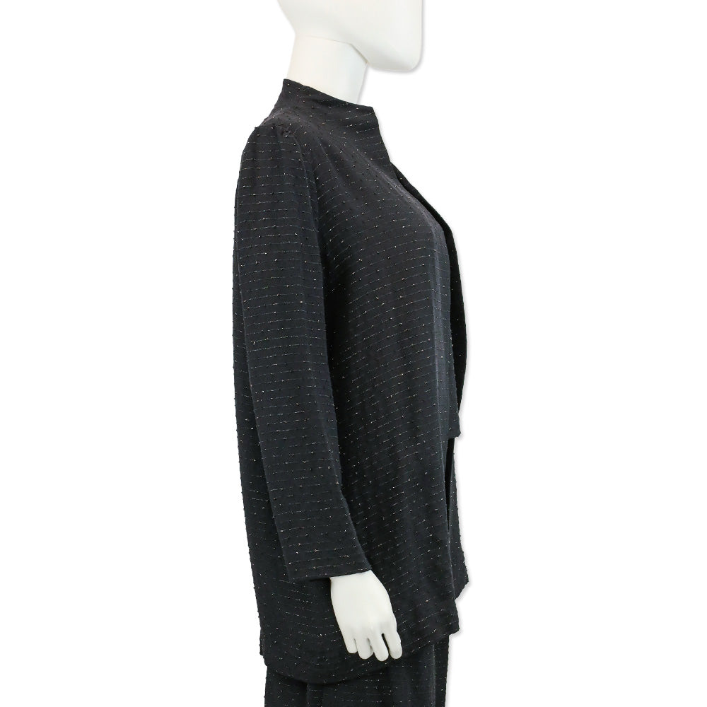 Balenciaga Black with Gold Striped Collarless Jacket