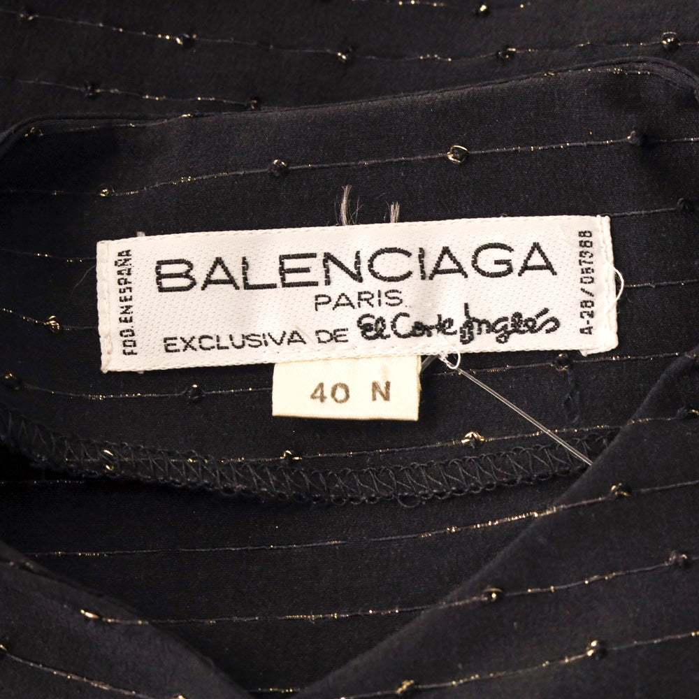 Balenciaga Black with Gold Striped Collarless Jacket