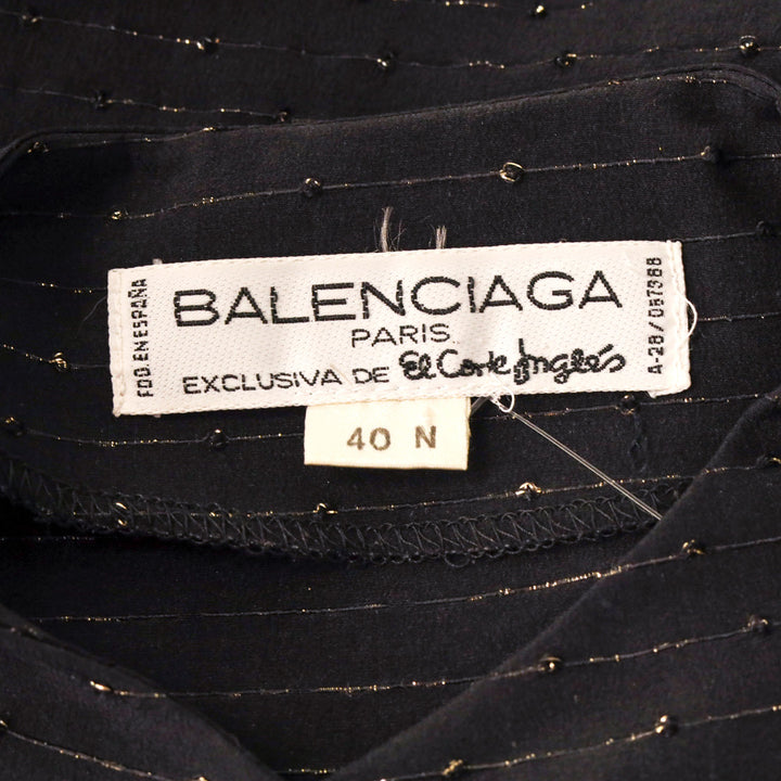 Balenciaga Black with Gold Striped Collarless Jacket