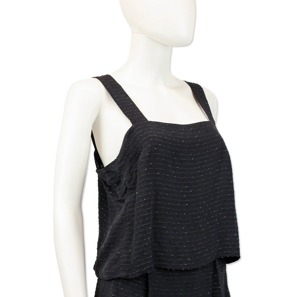 Balenciaga Black with Gold Striped Cropped Tank Top