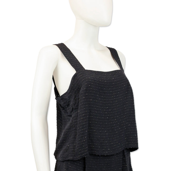 Balenciaga Black with Gold Striped Cropped Tank Top