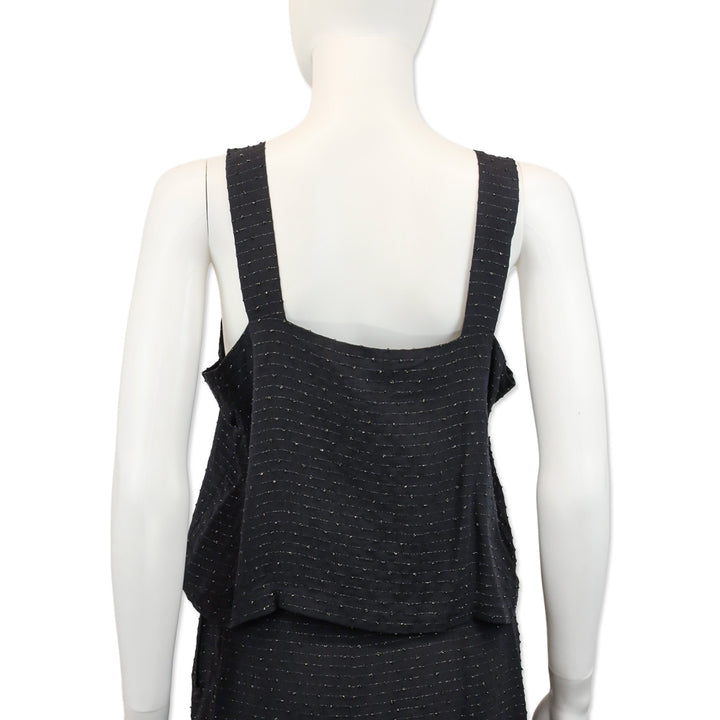 Balenciaga Black with Gold Striped Cropped Tank Top