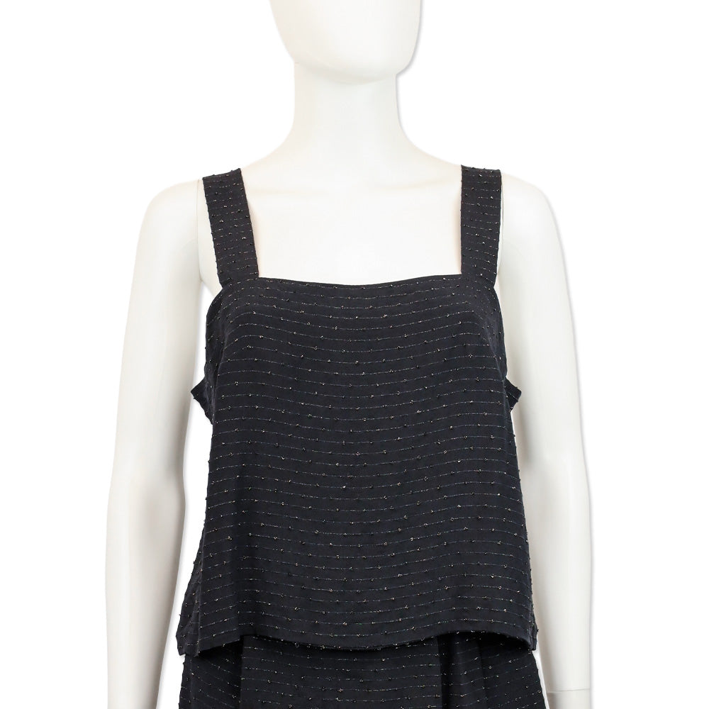 Balenciaga Black with Gold Striped Cropped Tank Top