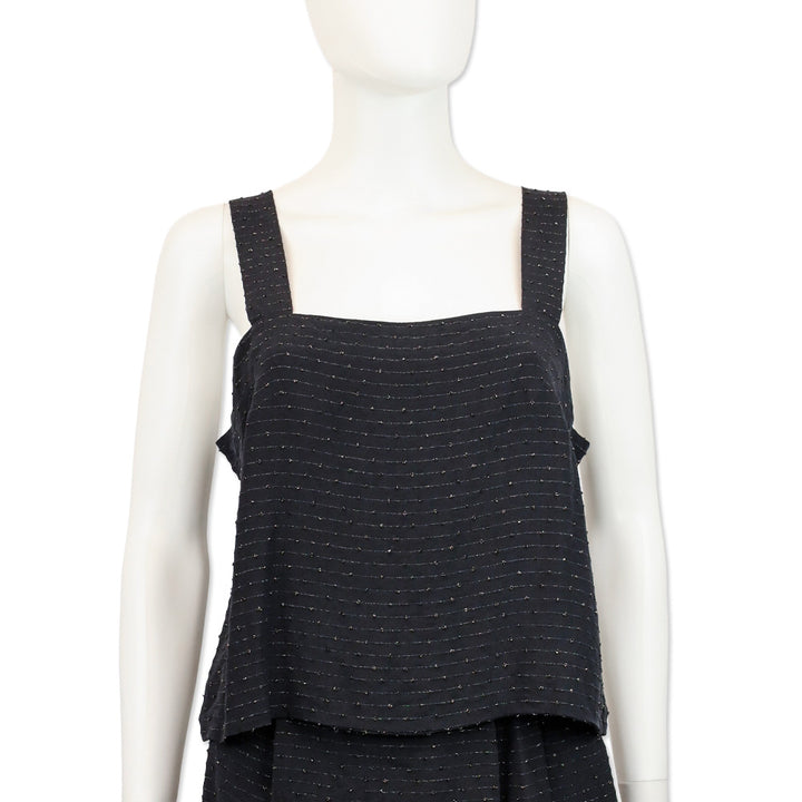 Balenciaga Black with Gold Striped Cropped Tank Top