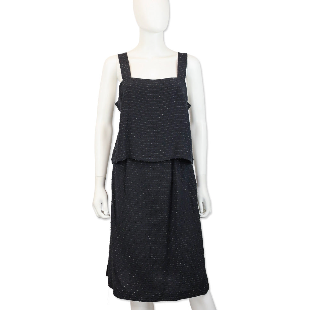 Balenciaga Black with Gold Striped Cropped Tank Top