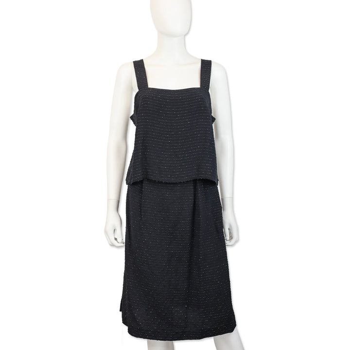 Balenciaga Black with Gold Striped Cropped Tank Top