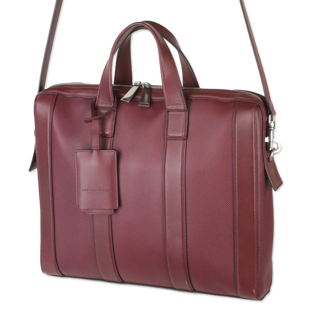 Bottega Veneta Bordeaux Marco Polo Calfskin Leather Briefcase