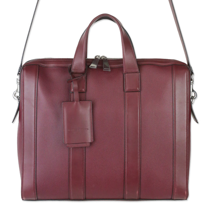 Bottega Veneta Bordeaux Marco Polo Calfskin Leather Briefcase