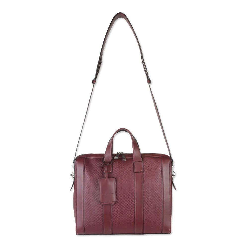 Bottega Veneta Bordeaux Marco Polo Calfskin Leather Briefcase