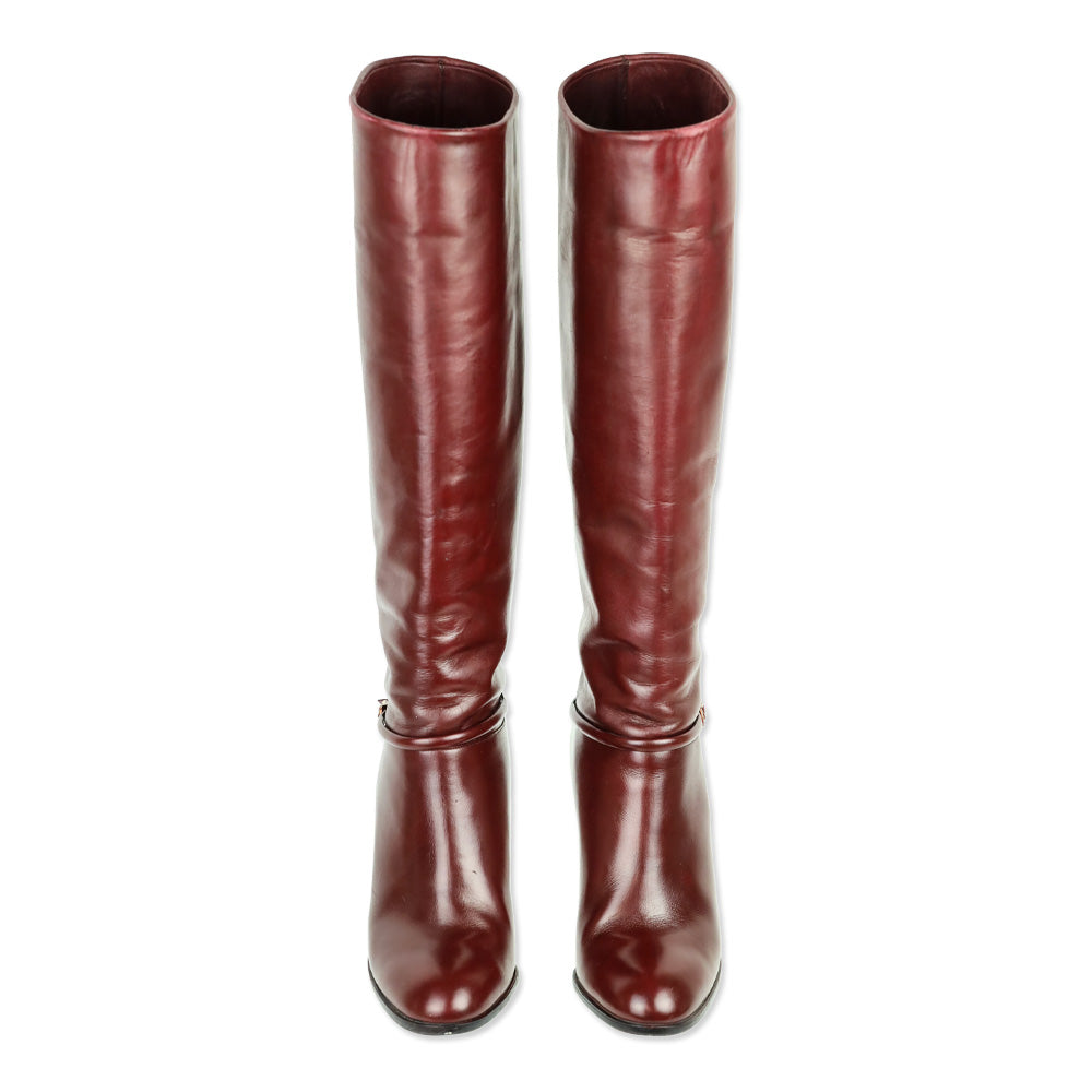 Bruno Magli Burgundy Knee High Boots