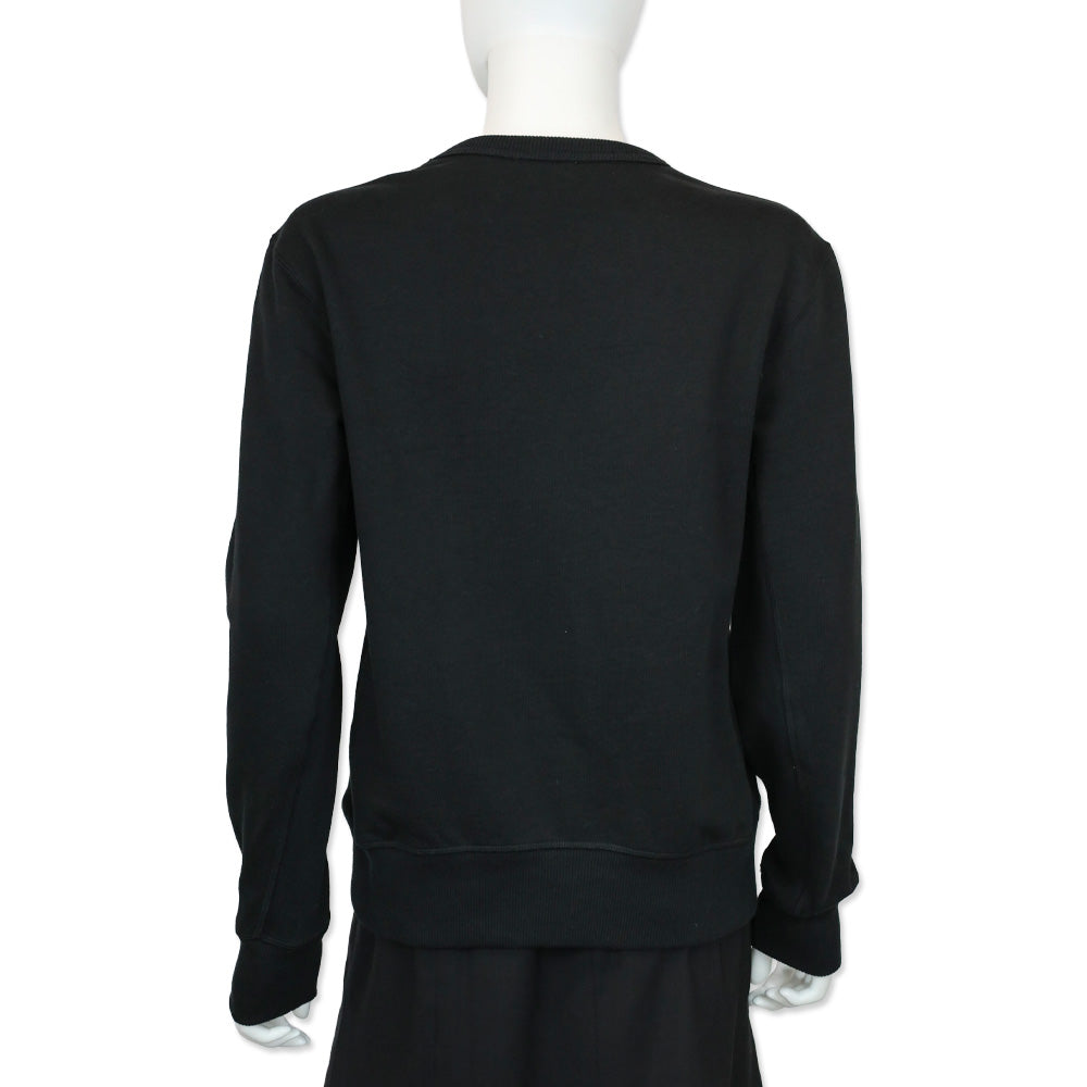 Burberry Black Cotton Crewneck Sweater with Logo Patch