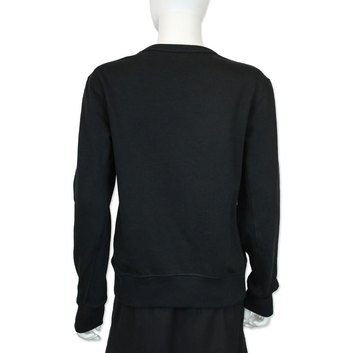 Burberry Black Cotton Crewneck Sweater with Logo Patch