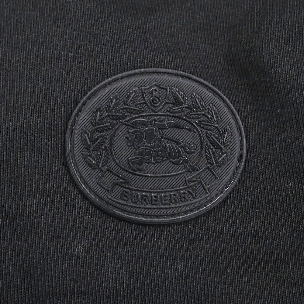 Burberry Black Cotton Crewneck Sweater with Logo Patch