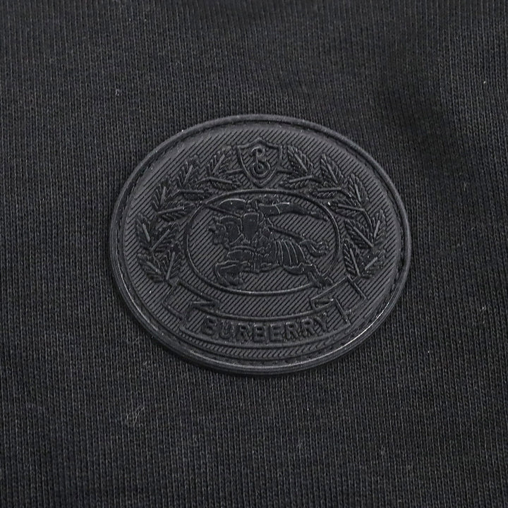 Burberry Black Cotton Crewneck Sweater with Logo Patch