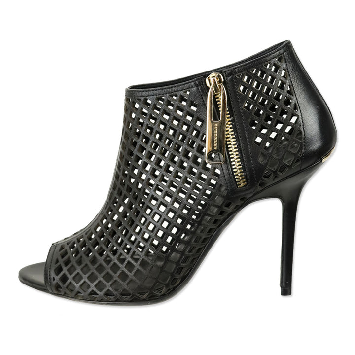 Burberry Black SG Grain Barmby 100 Peep Toe Ankle Boot
