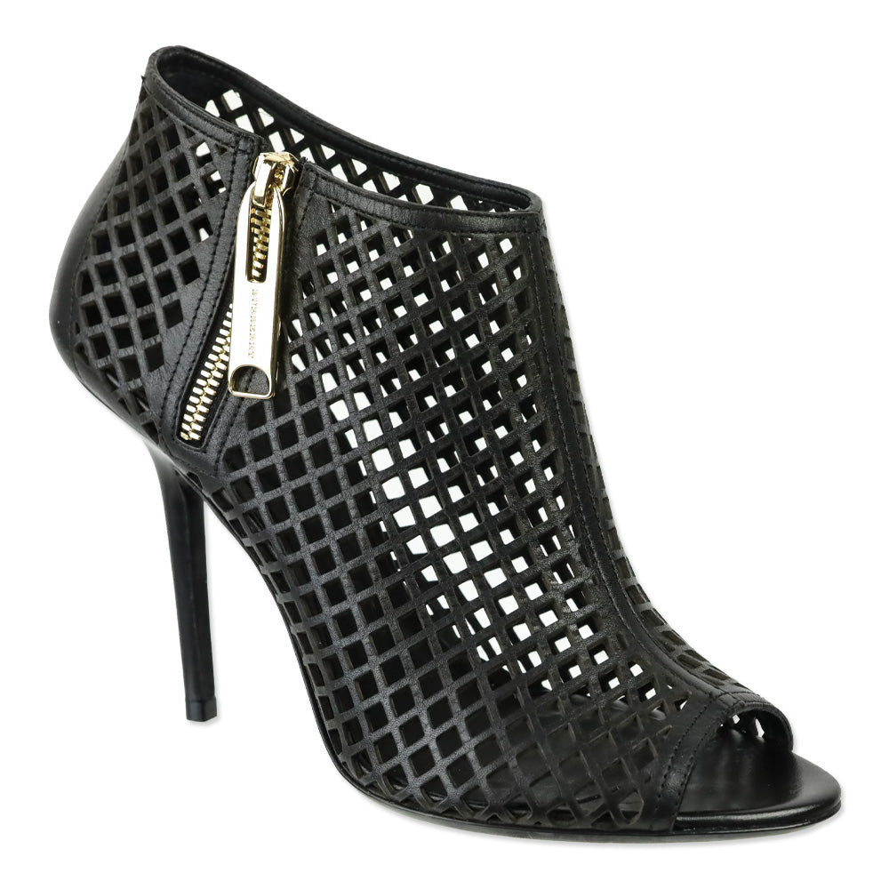 Burberry Black SG Grain Barmby 100 Peep Toe Ankle Boot