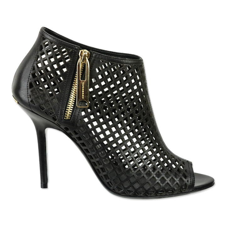 Burberry Black SG Grain Barmby 100 Peep Toe Ankle Boot