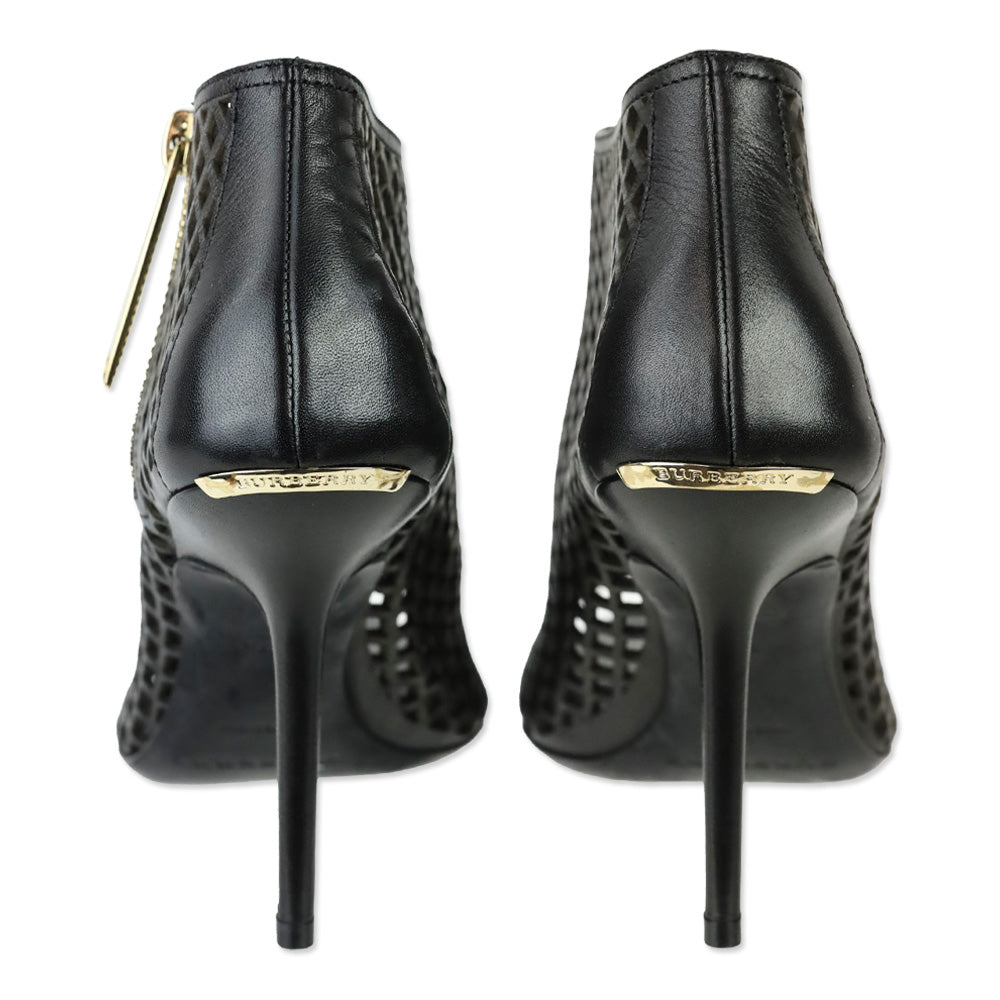 Burberry Black SG Grain Barmby 100 Peep Toe Ankle Boot