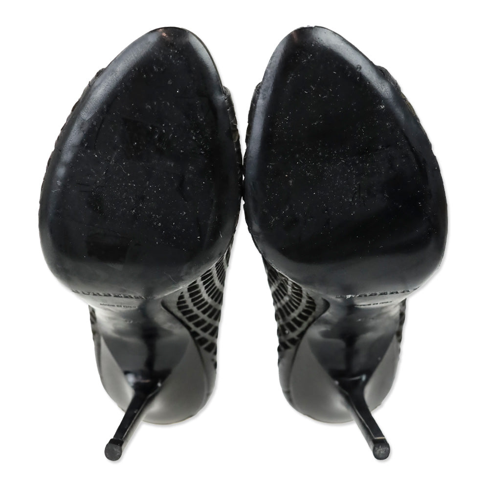 Burberry Black SG Grain Barmby 100 Peep Toe Ankle Boot