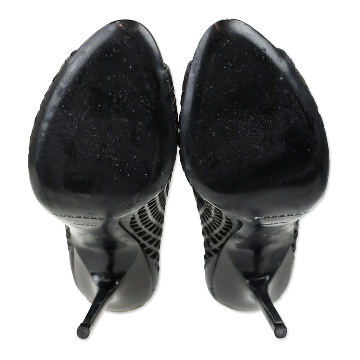 Burberry Black SG Grain Barmby 100 Peep Toe Ankle Boot