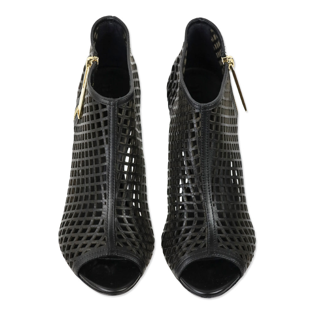 Burberry Black SG Grain Barmby 100 Peep Toe Ankle Boot