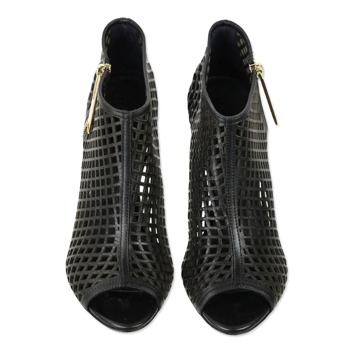 Burberry Black SG Grain Barmby 100 Peep Toe Ankle Boot