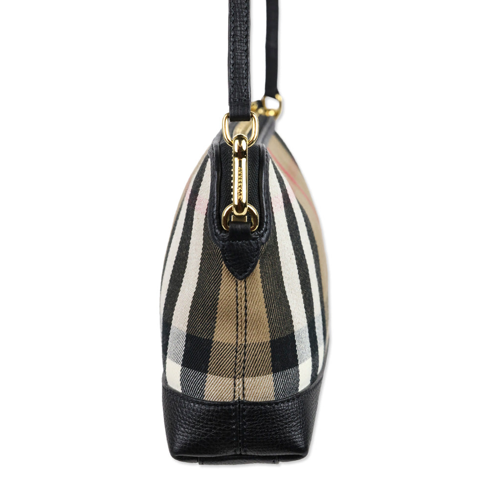Burberry Derby Black Leather/House Check Abingdon Convertible Clutch Bag