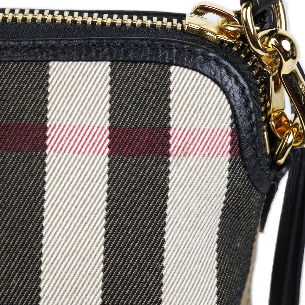 Burberry Derby Black Leather/House Check Abingdon Convertible Clutch Bag
