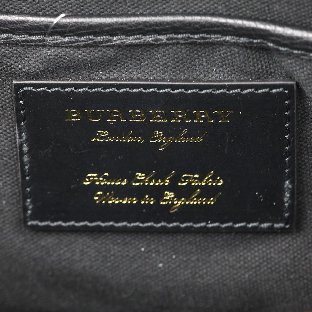 Burberry Derby Black Leather/House Check Abingdon Convertible Clutch Bag