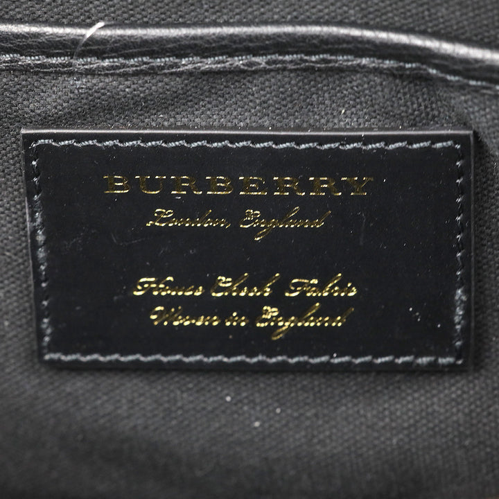 Burberry Derby Black Leather/House Check Abingdon Convertible Clutch Bag