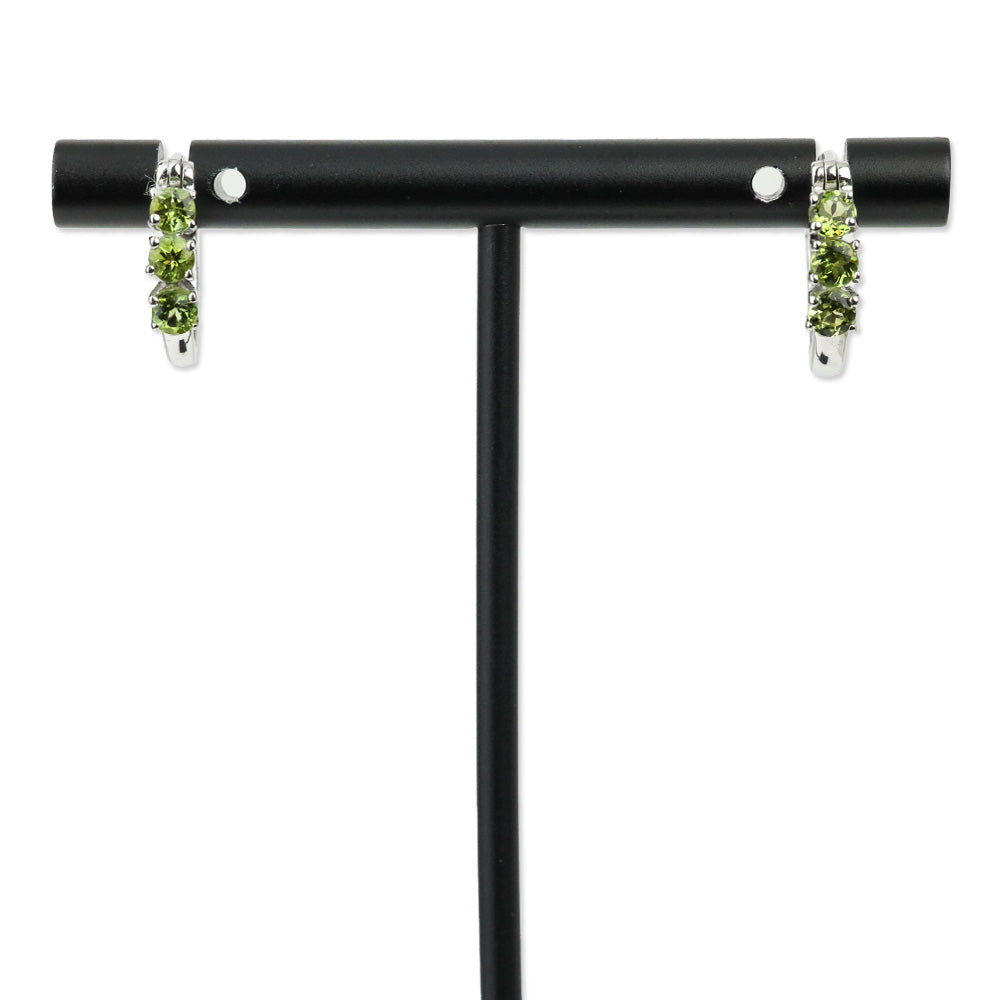 Calabar Green Tourmaline Hoop Earrings in Platinum Over Sterling Silver