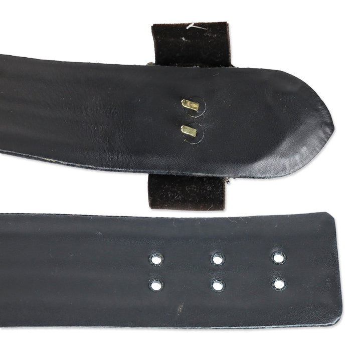 Carolina Herrera Black Ribbed Grosgrain Belt with Brown Beaded Floral Appliqué