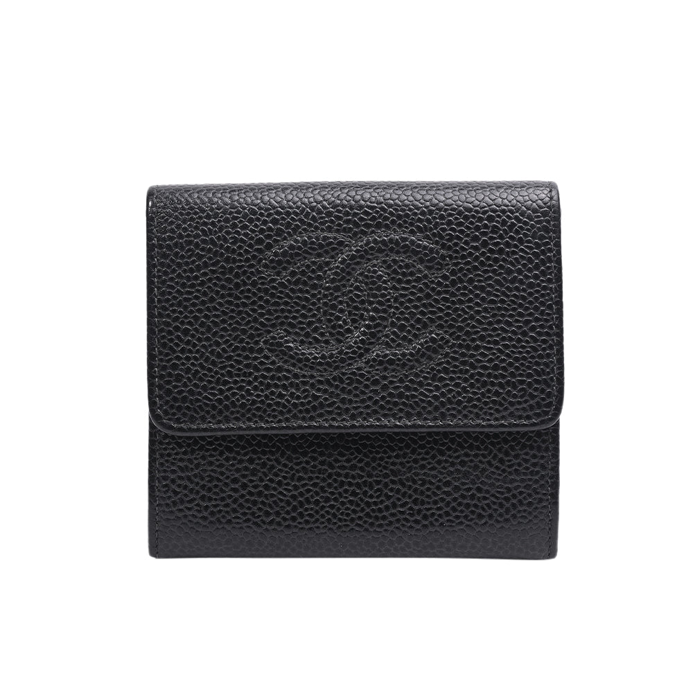 Chanel Vintage Black Caviar Compact CC Wallet