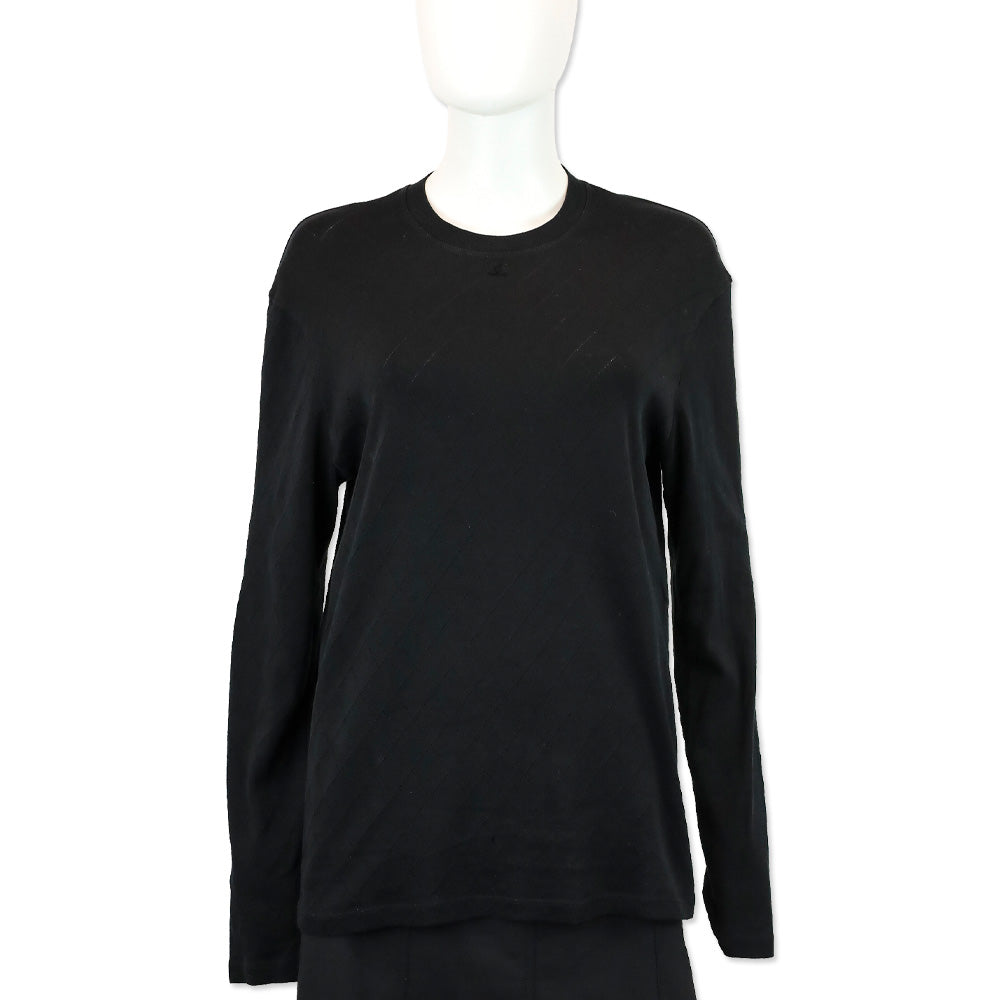 Chanel Black Diamond Quilted Cotton Long Sleeve Top
