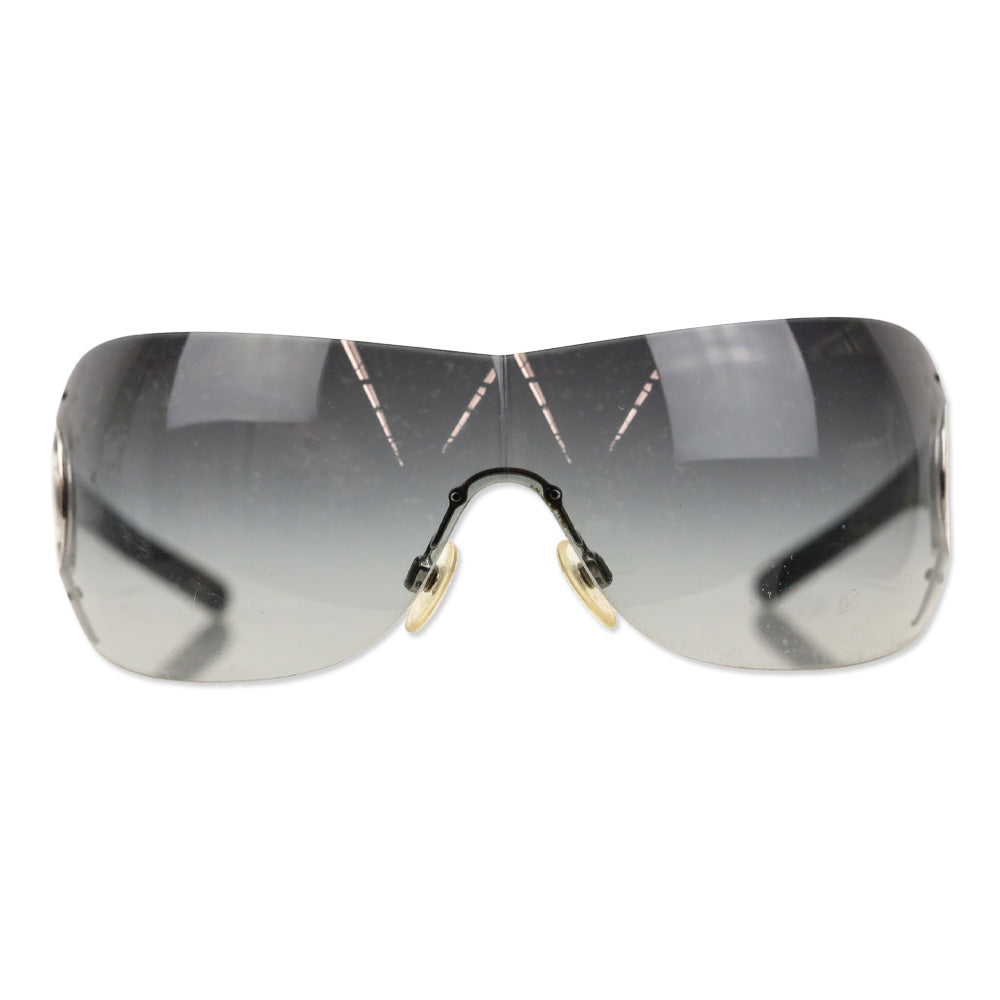 Chanel Black Gradient Lens Rimless Shield CC Logo Sunglasses  display picture 3