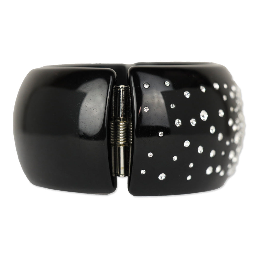 Chanel Black Resin & Strass CC Cuff Bracelet