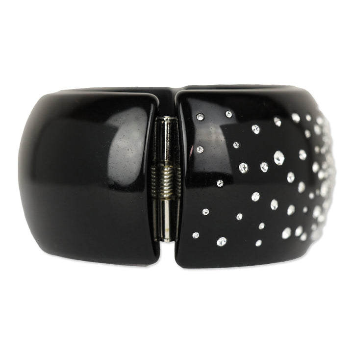 Chanel Black Resin & Strass CC Cuff Bracelet