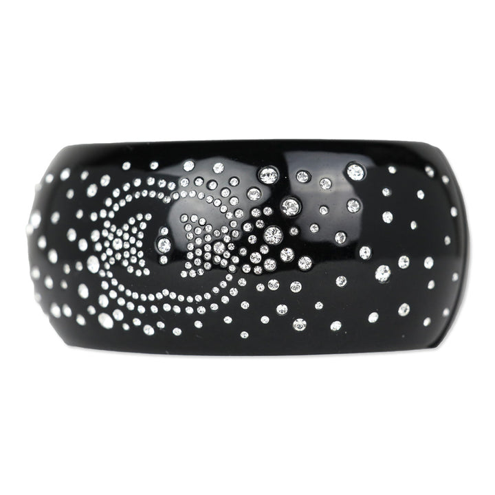 Chanel Black Resin & Strass CC Cuff Bracelet