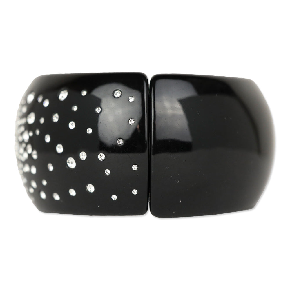 Chanel Black Resin & Strass CC Cuff Bracelet